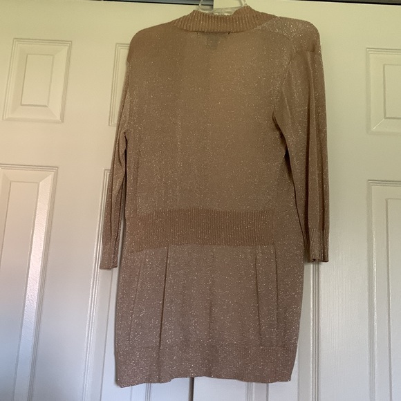 89th & Madison Gold Shimmer Cardigan Size Small - Picture 2 of 2